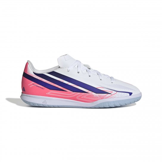 Adidas F50 Hyperfast Club IN J - Branco/Roxo/Rosa